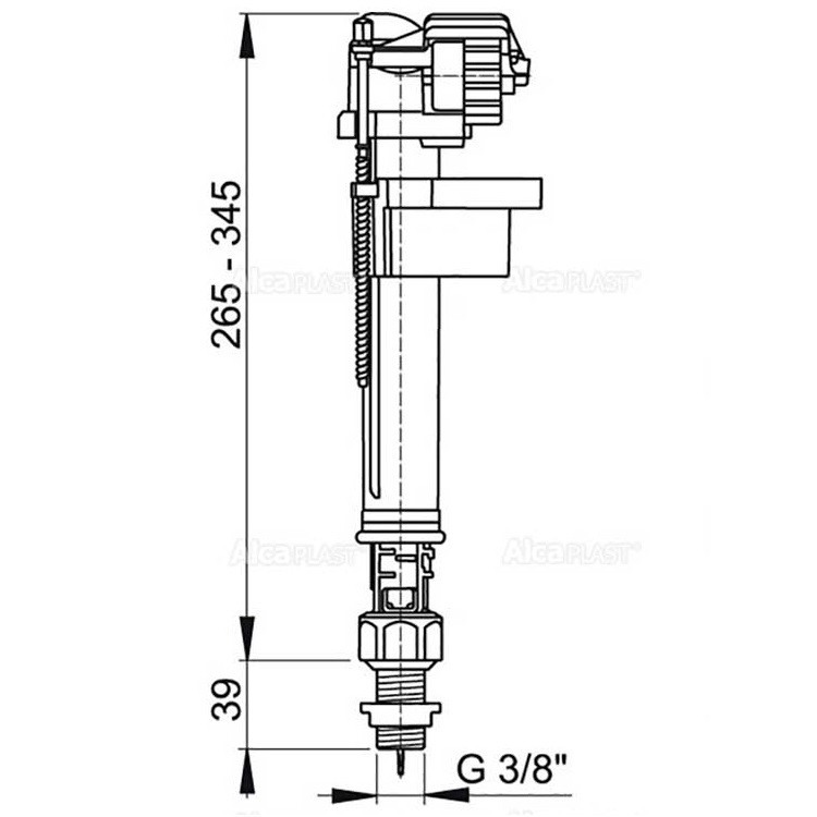 Заливная арматура (клапан) Alcaplast a18 3/8" (схема)