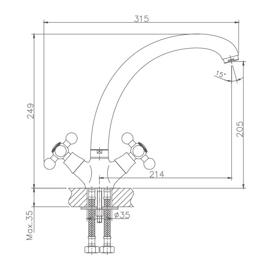 Схема смесителя для кухни Haiba арт.4719