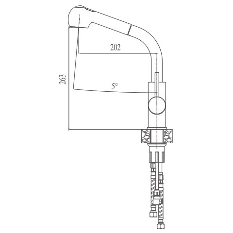 Схема смесителя для кухни Haiba (вытяжной высокий излив) арт.70304-2
